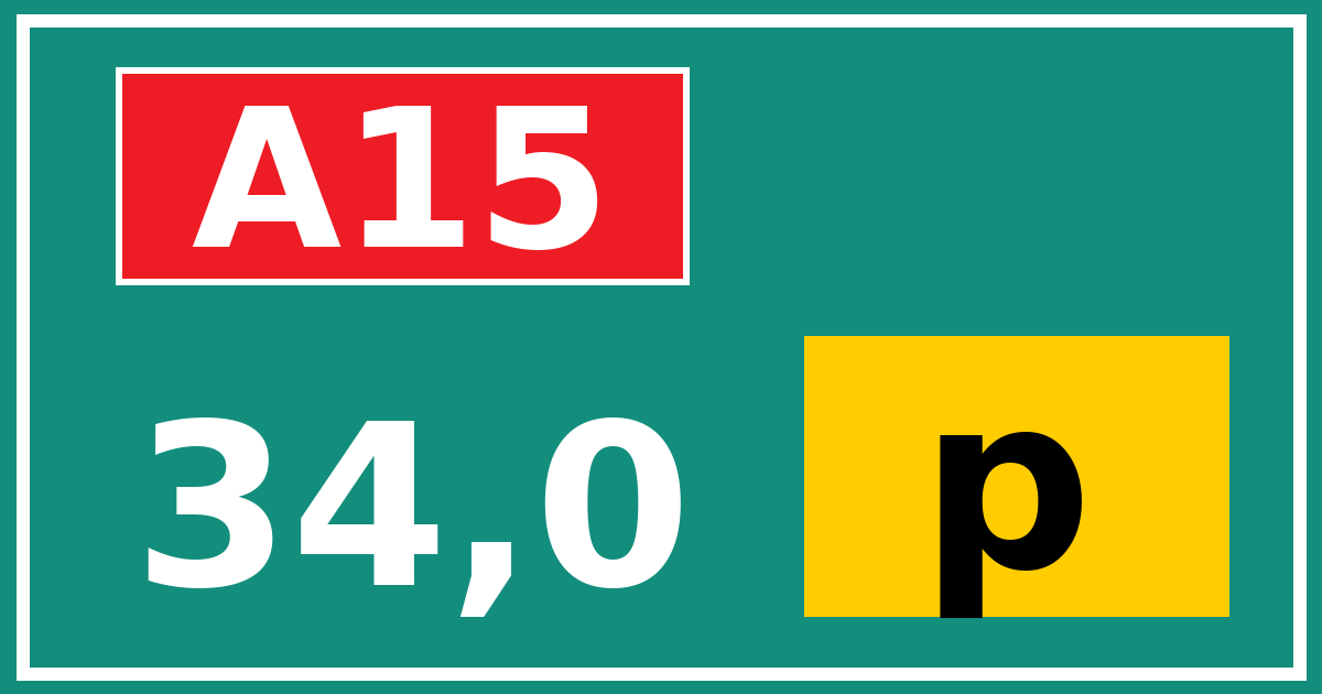 Hectometerbord A15 34,0 letter p