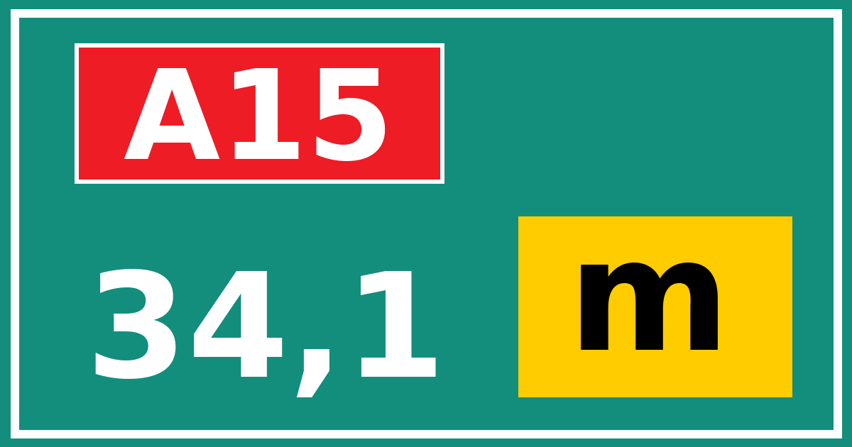 Hectometerbord A15 34,1 letter m
