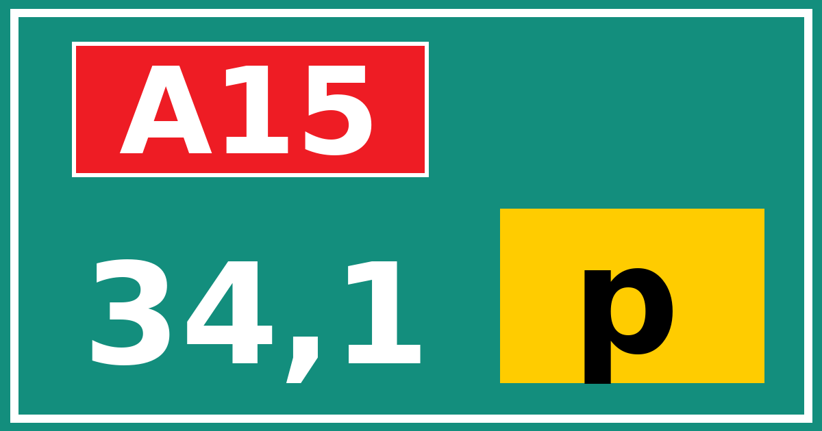 Hectometerbord A15 34,1 letter p