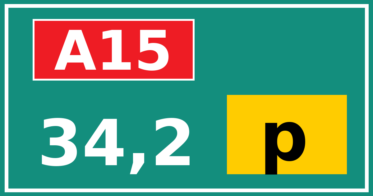 Hectometerbord A15 34,2 letter p
