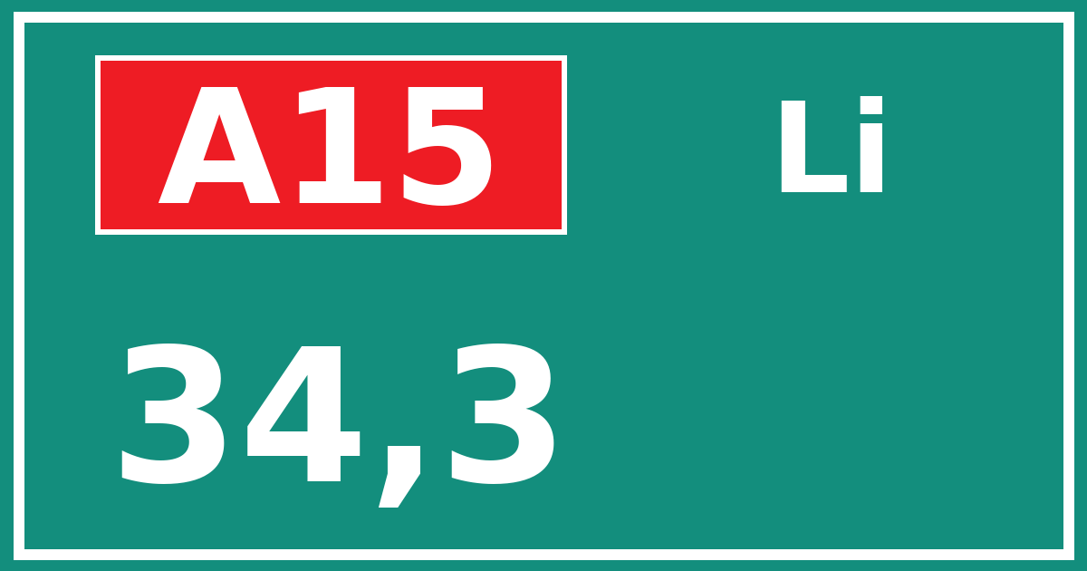 Hectometerbord A15 34,3 zijde Li
