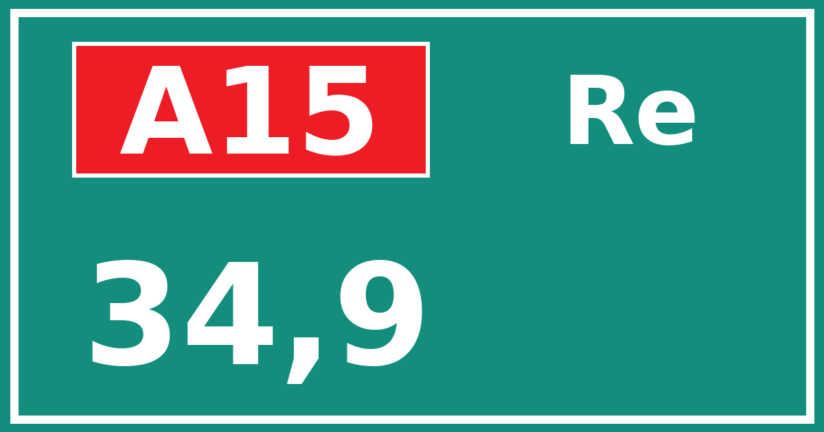 Hectometerbord A15 34,9 zijde Re