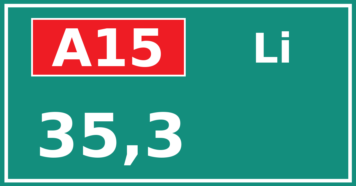 Hectometerbord A15 35,3 zijde Li