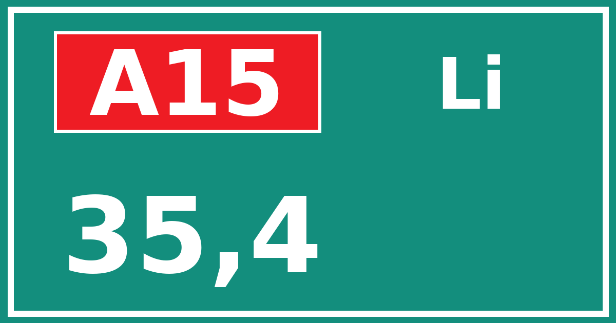 Hectometerbord A15 35,4 zijde Li