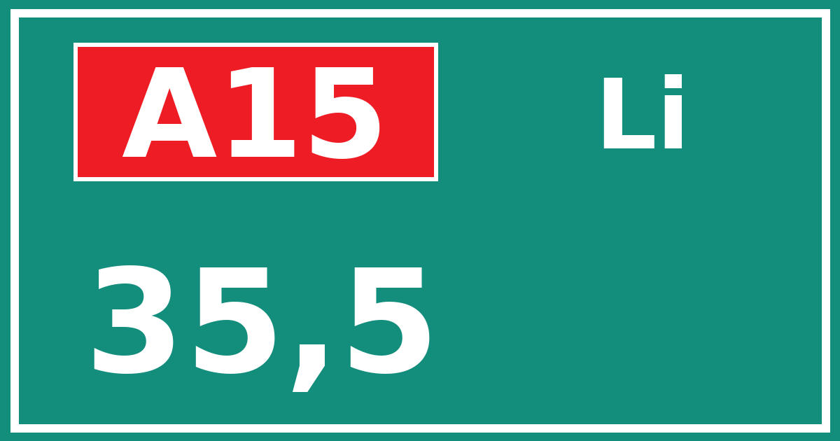 Hectometerbord A15 35,5 zijde Li
