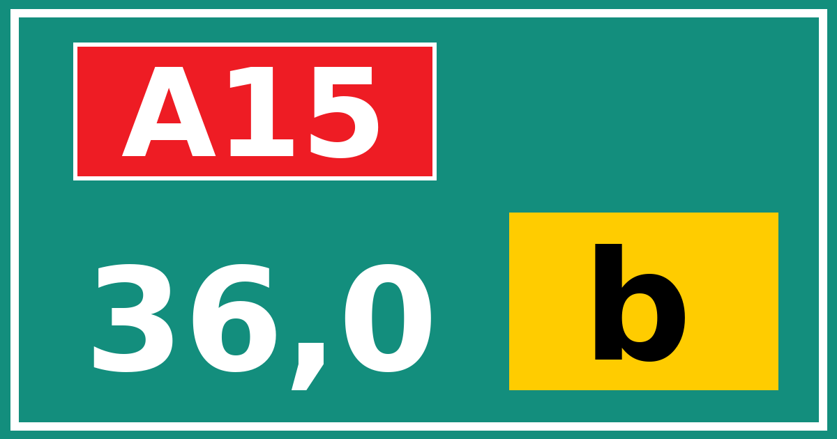 Hectometerbord A15 36,0 letter b