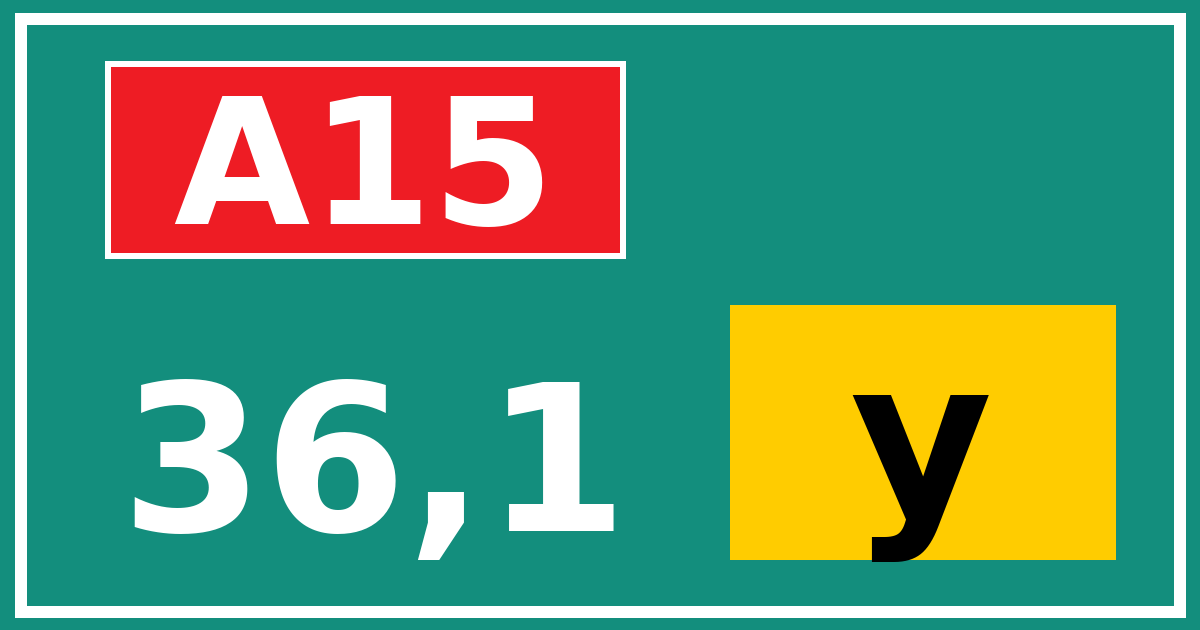 Hectometerbord A15 36,1 letter y