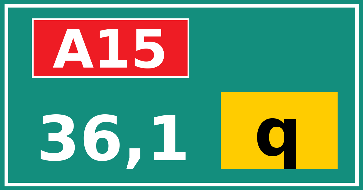 Hectometerbord A15 36,1 letter q