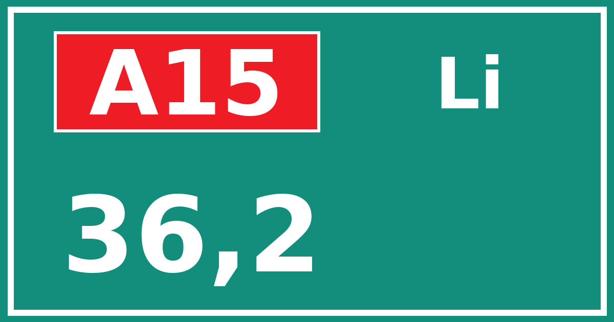 Hectometerbord A15 36,2 zijde Li