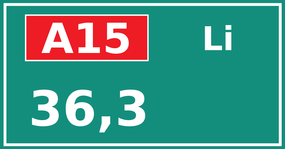 Hectometerbord A15 36,3 zijde Li