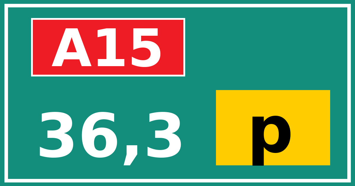Hectometerbord A15 36,3 letter p