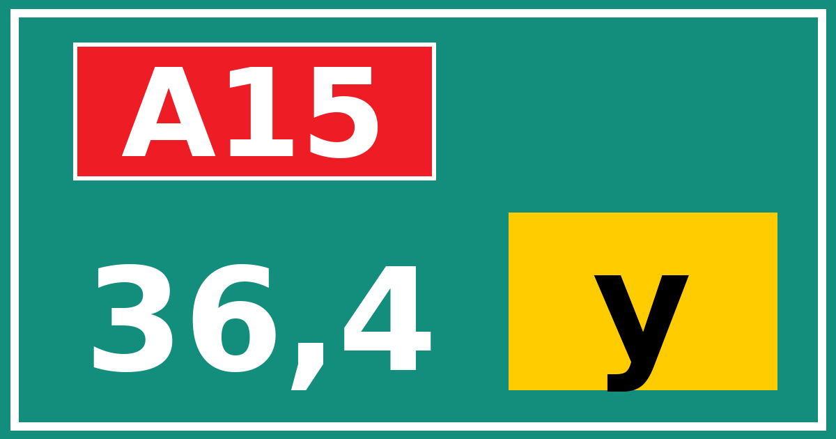 Hectometerbord A15 36,4 letter y