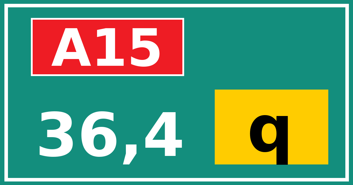 Hectometerbord A15 36,4 letter q