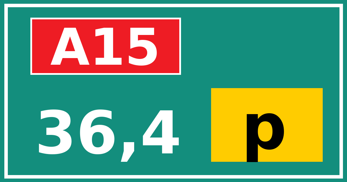 Hectometerbord A15 36,4 letter p