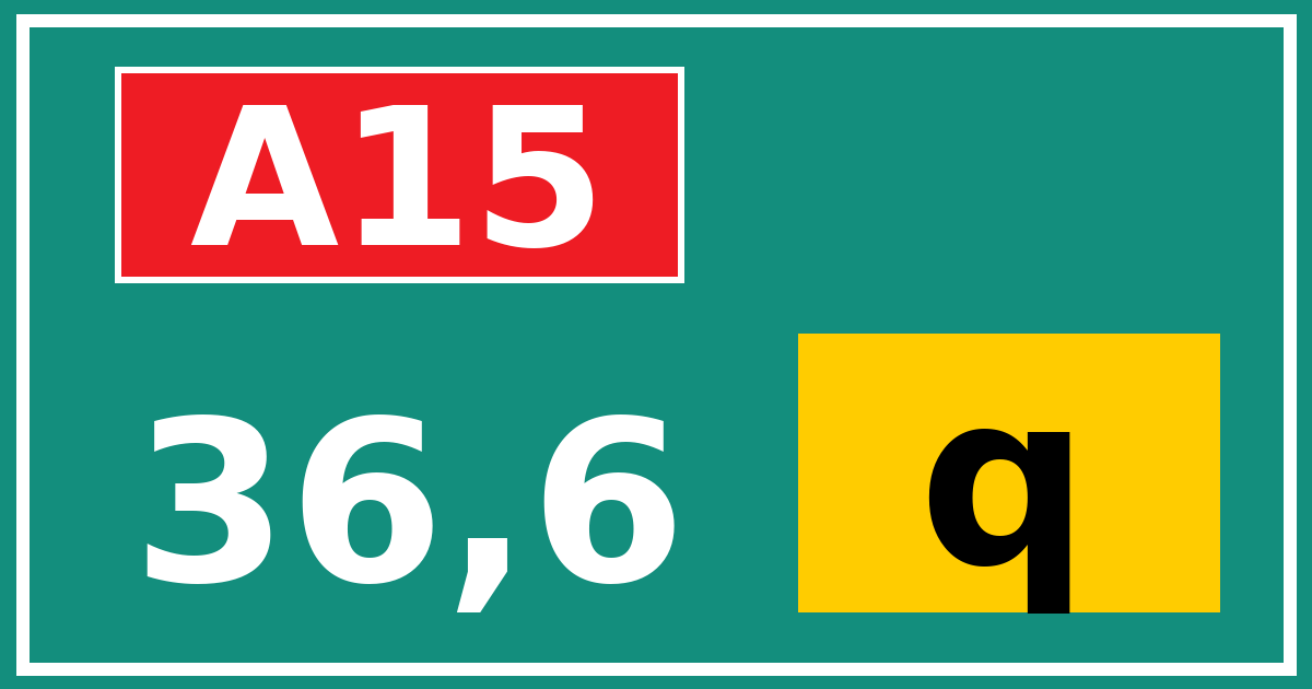 Hectometerbord A15 36,6 letter q