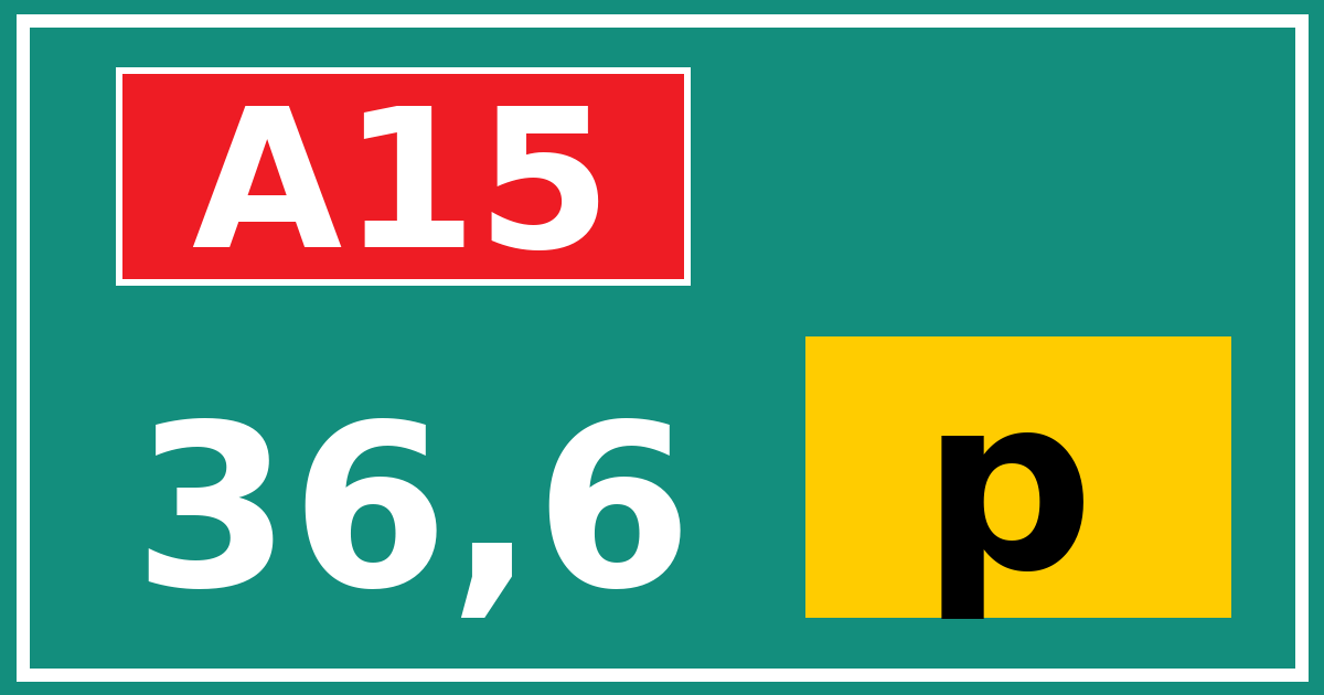 Hectometerbord A15 36,6 letter p