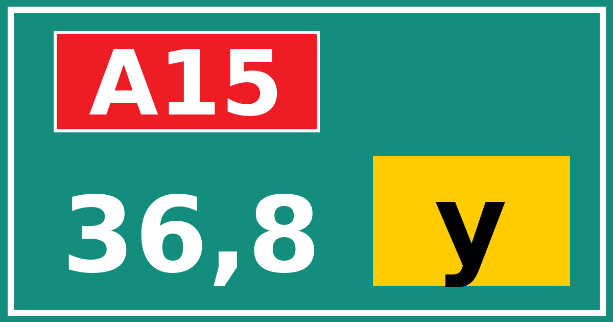 Hectometerbord A15 36,8 letter y