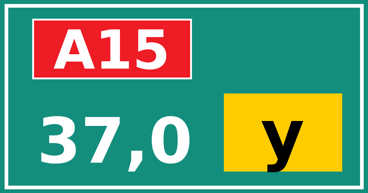 Hectometerbord A15 37,0 letter y