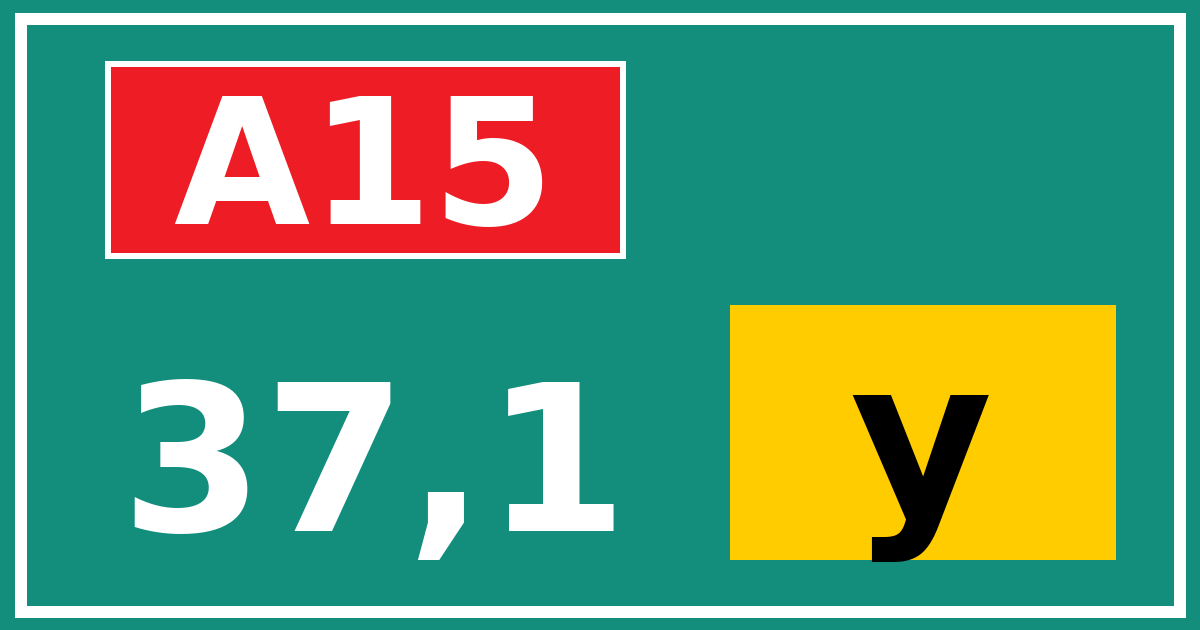 Hectometerbord A15 37,1 letter y