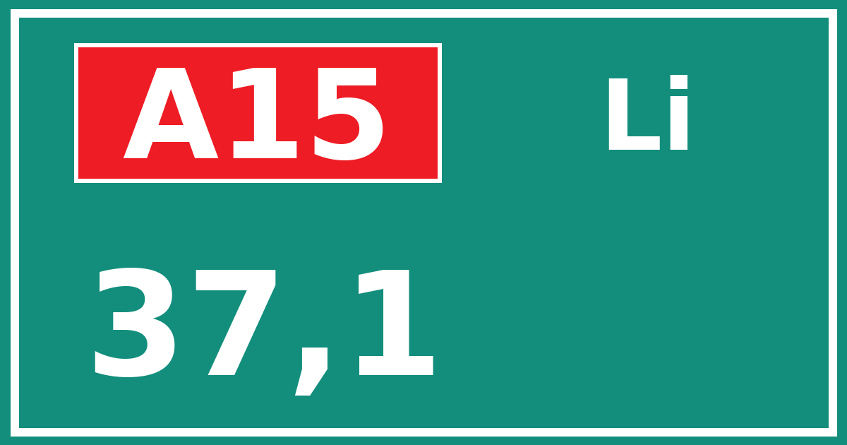 Hectometerbord A15 37,1 zijde Li