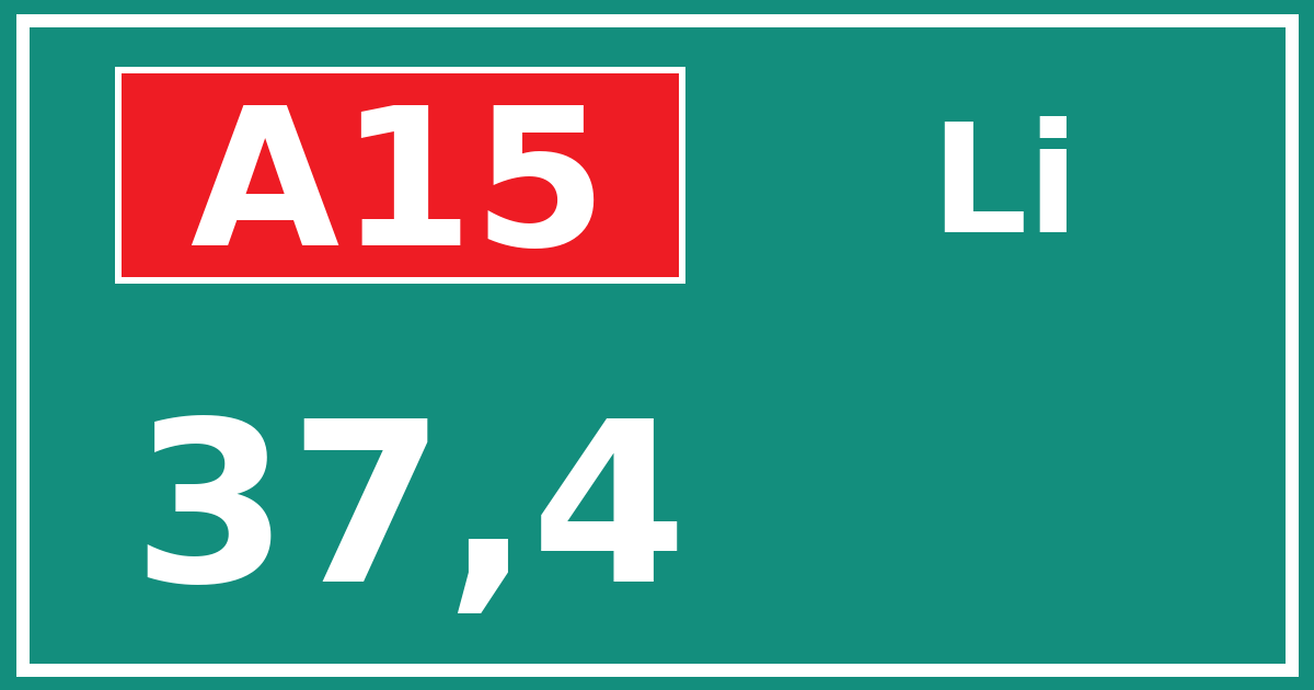 Hectometerbord A15 37,4 zijde Li
