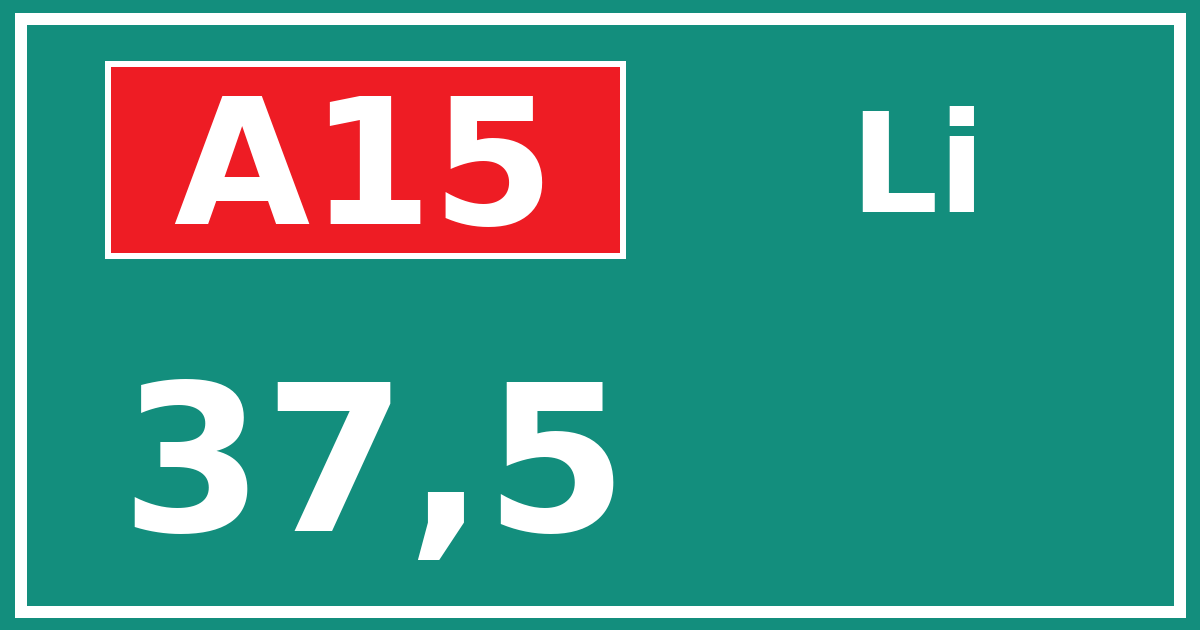 Hectometerbord A15 37,5 zijde Li