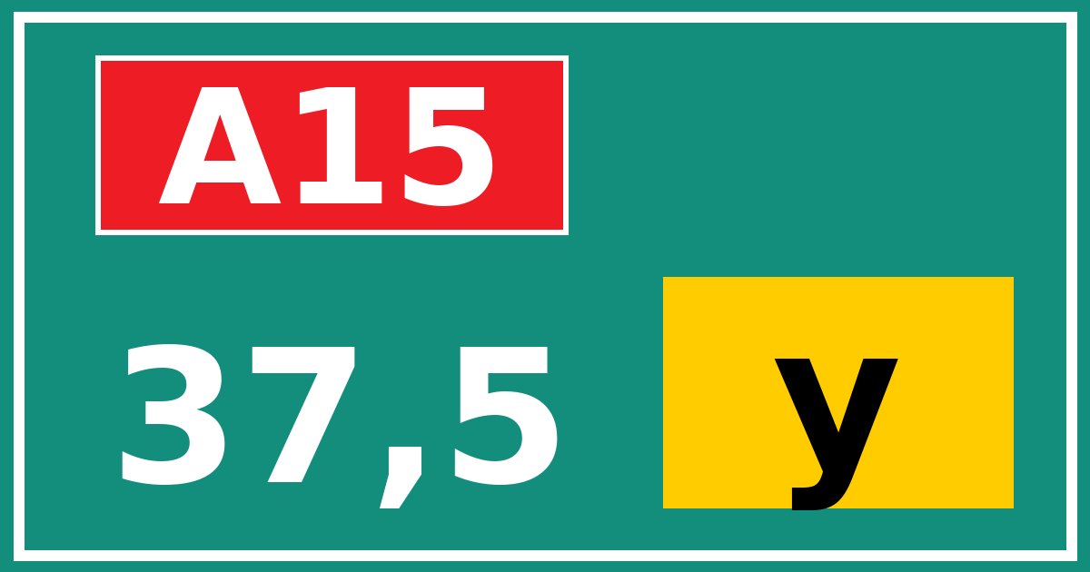 Hectometerbord A15 37,5 letter y