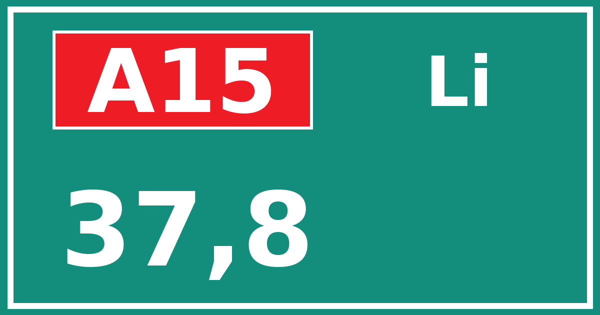 Hectometerbord A15 37,8 zijde Li