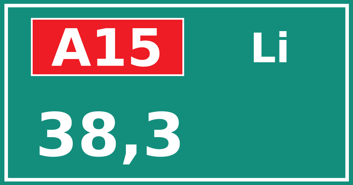 Hectometerbord A15 38,3 zijde Li