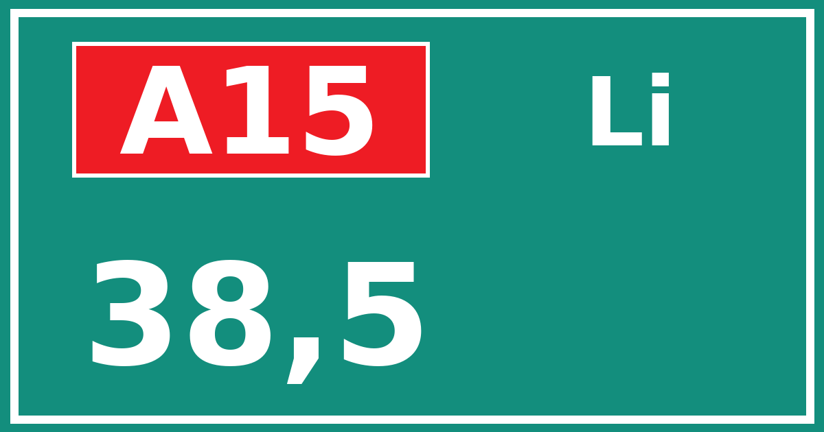 Hectometerbord A15 38,5 zijde Li
