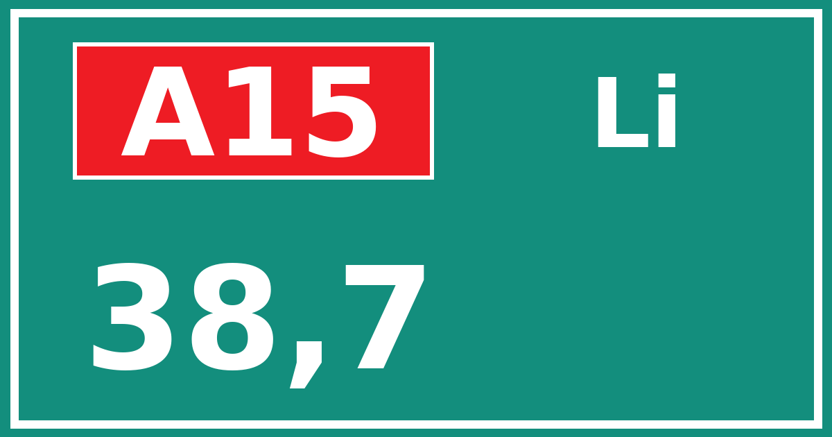 Hectometerbord A15 38,7 zijde Li