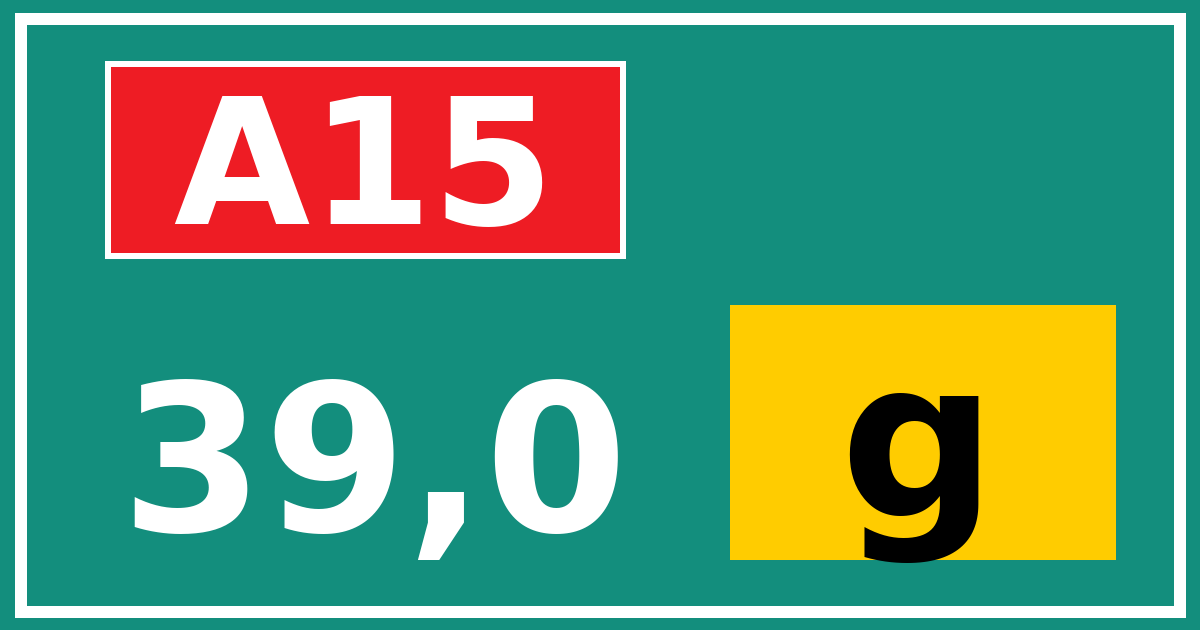 Hectometerbord A15 39,0 letter g
