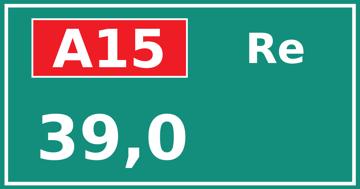 Hectometerbord A15 39,0 zijde Re