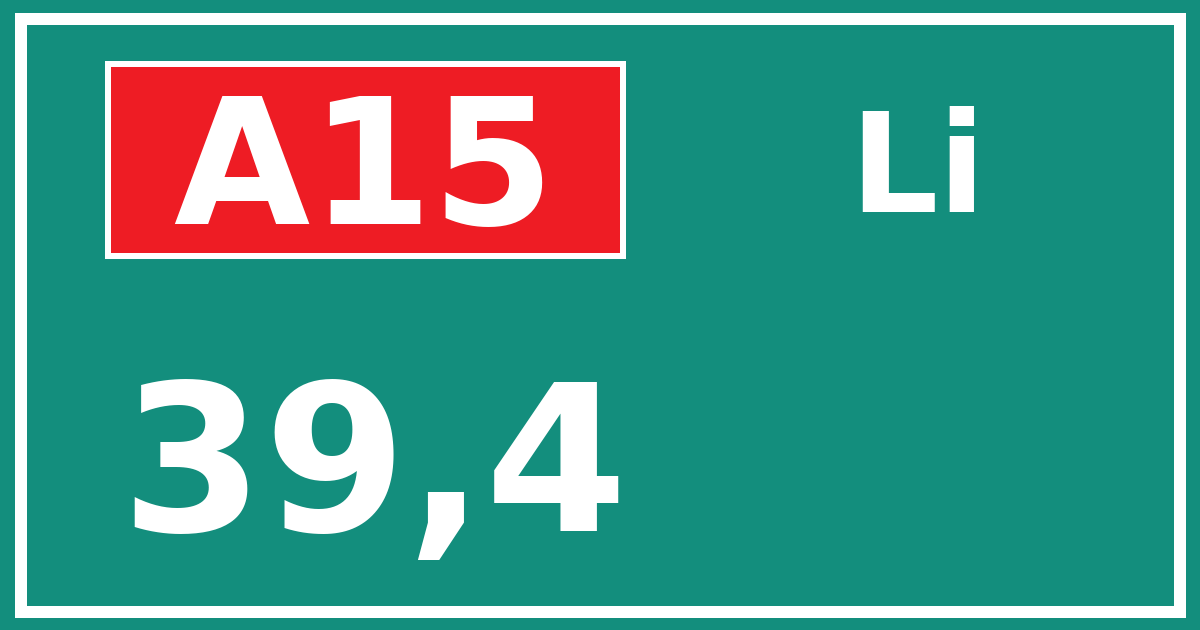 Hectometerbord A15 39,4 zijde Li