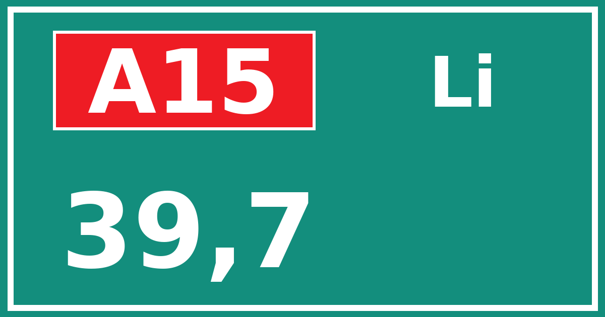 Hectometerbord A15 39,7 zijde Li