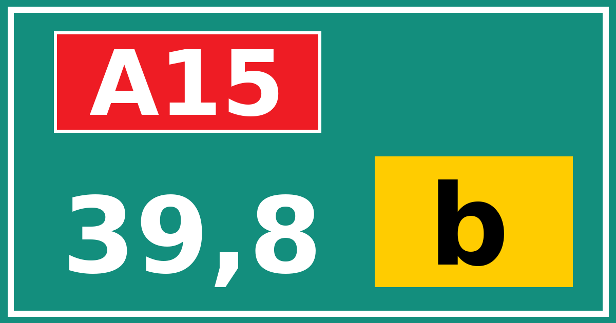 Hectometerbord A15 39,8 letter b