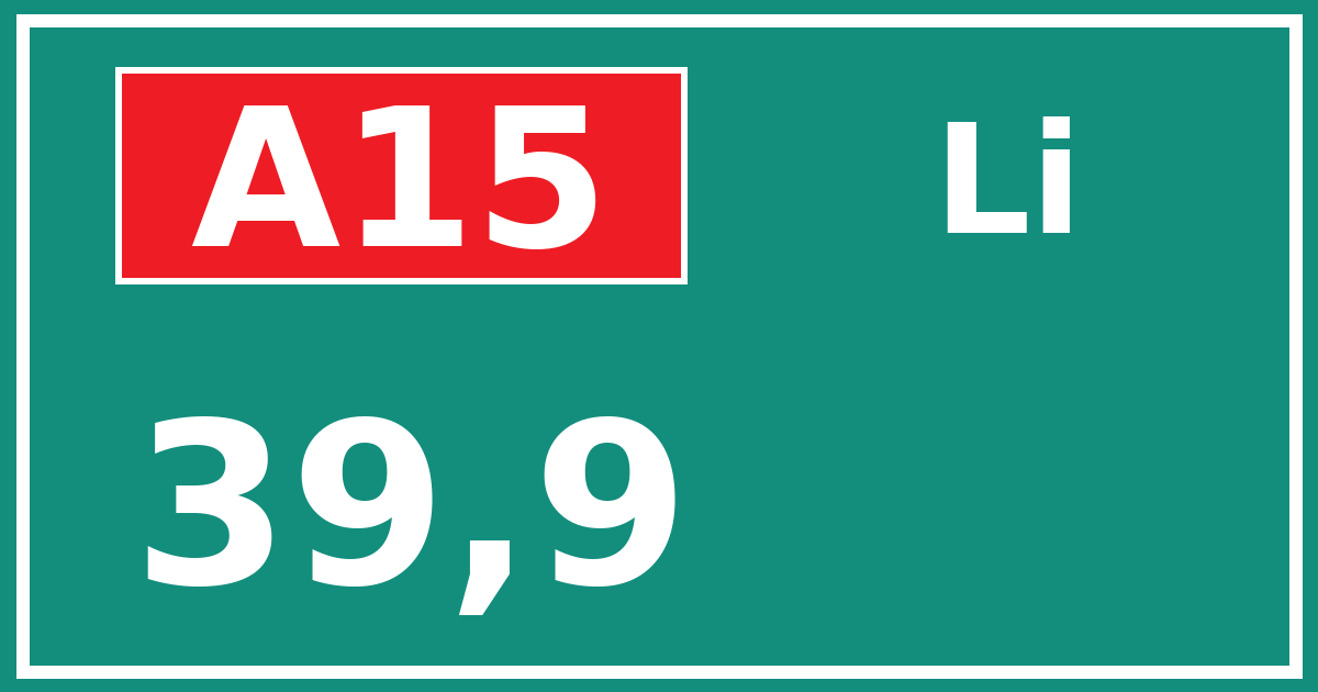 Hectometerbord A15 39,9 zijde Li