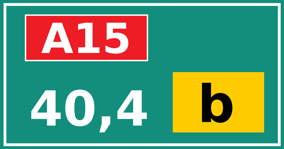 Hectometerbord A15 40,4 letter b