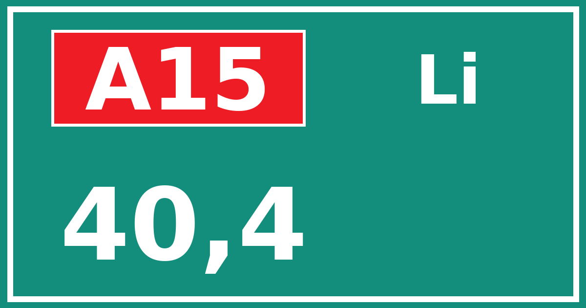 Hectometerbord A15 40,4 zijde Li