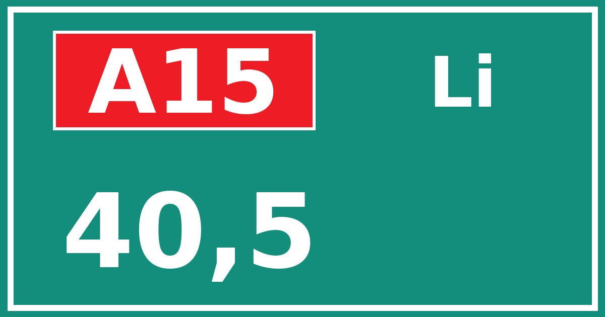 Hectometerbord A15 40,5 zijde Li