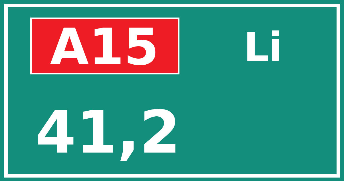 Hectometerbord A15 41,2 zijde Li