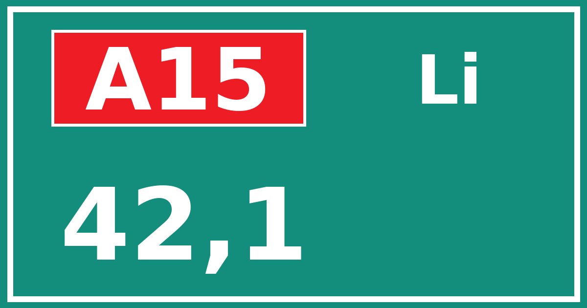 Hectometerbord A15 42,1 zijde Li