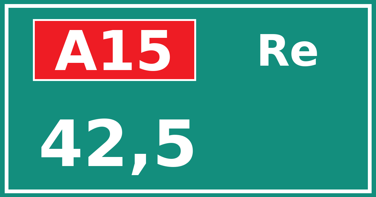 Hectometerbord A15 42,5 zijde Re