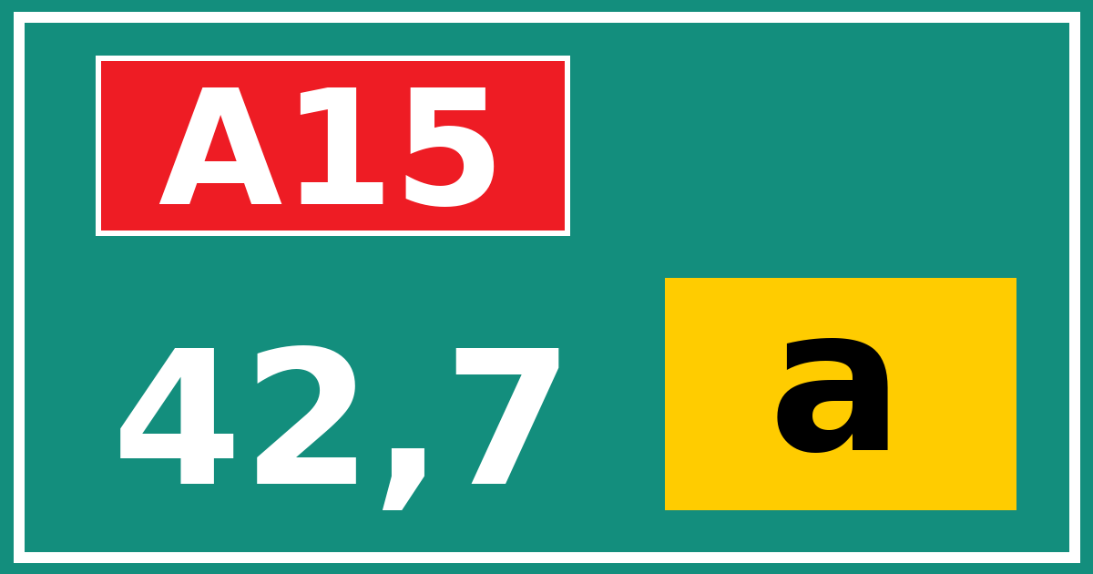 Hectometerbord A15 42,7 letter a