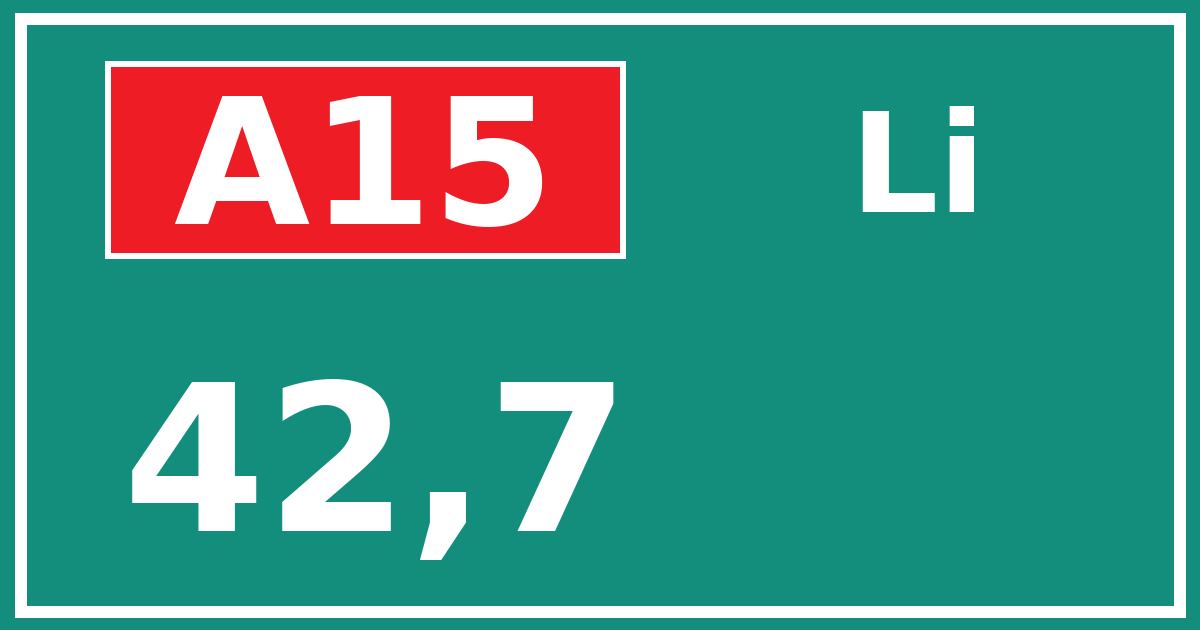 Hectometerbord A15 42,7 zijde Li