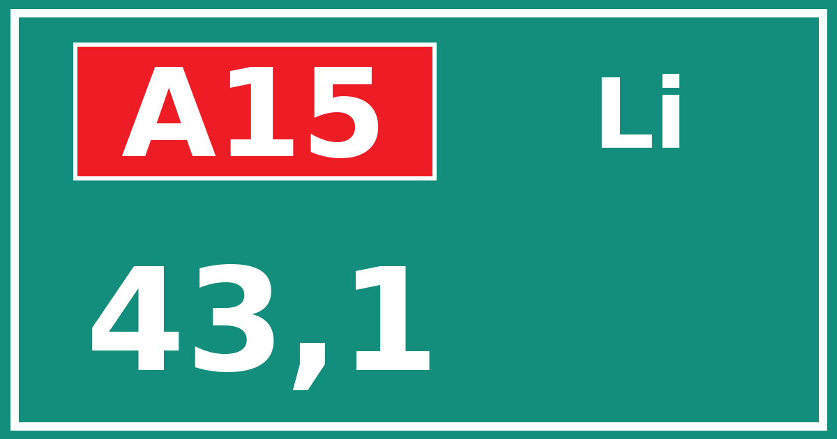 Hectometerbord A15 43,1 zijde Li