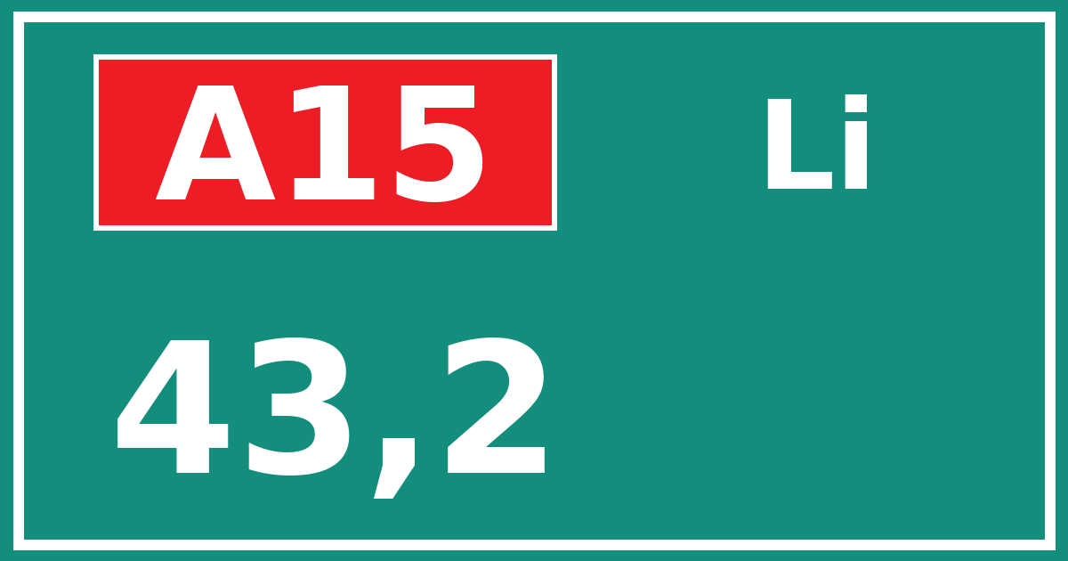 Hectometerbord A15 43,2 zijde Li