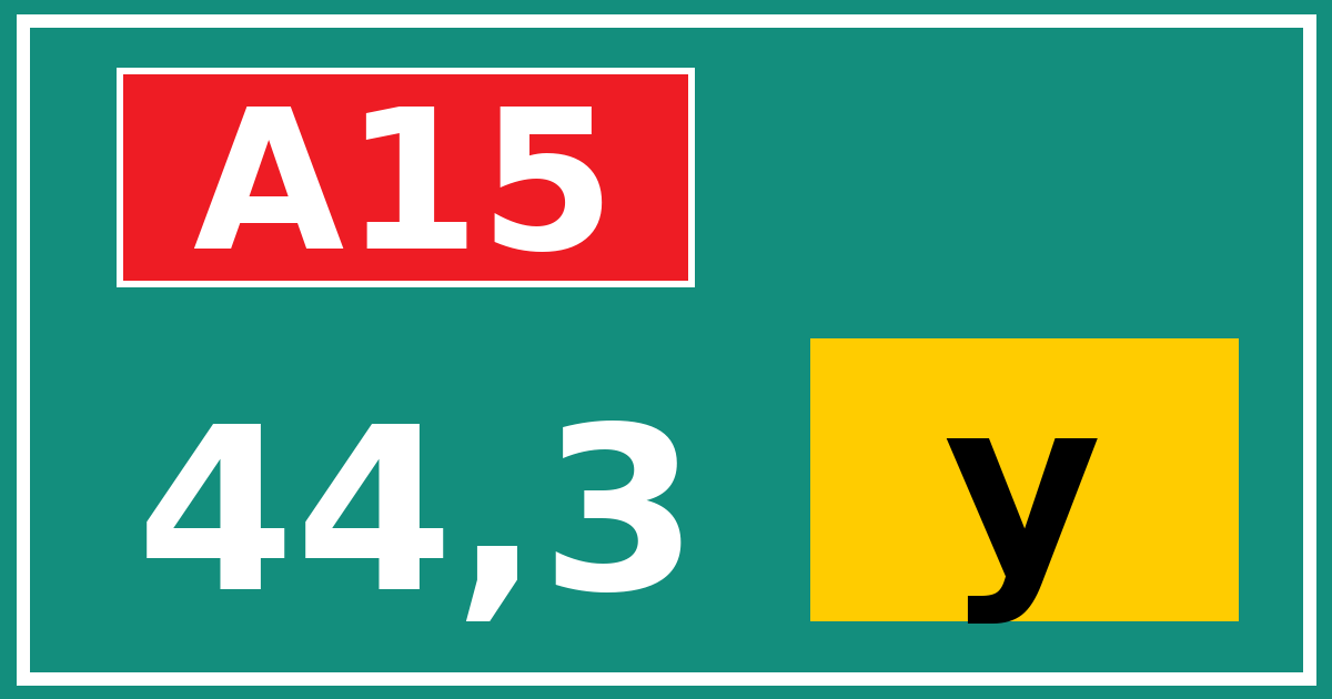 Hectometerbord A15 44,3 letter y