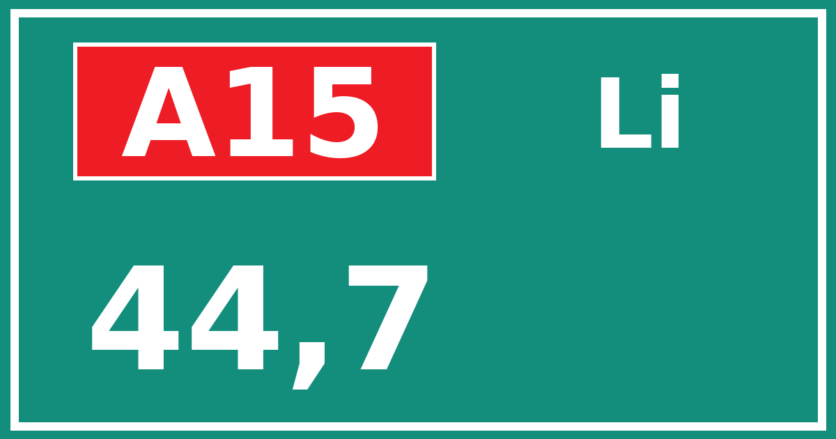 Hectometerbord A15 44,7 zijde Li