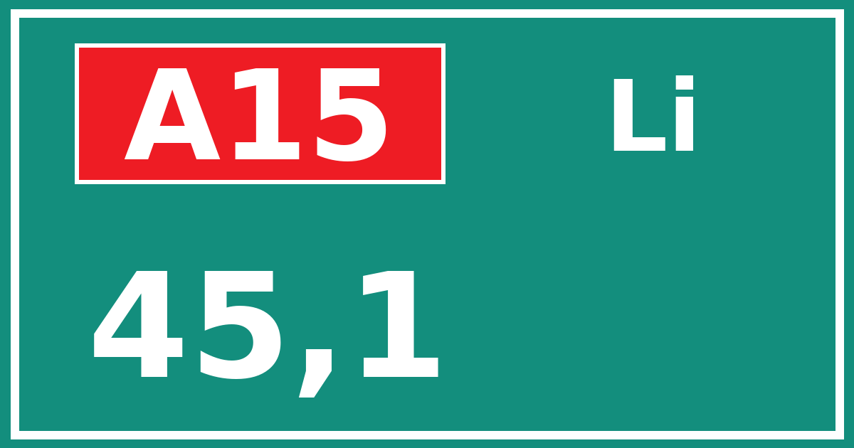 Hectometerbord A15 45,1 zijde Li